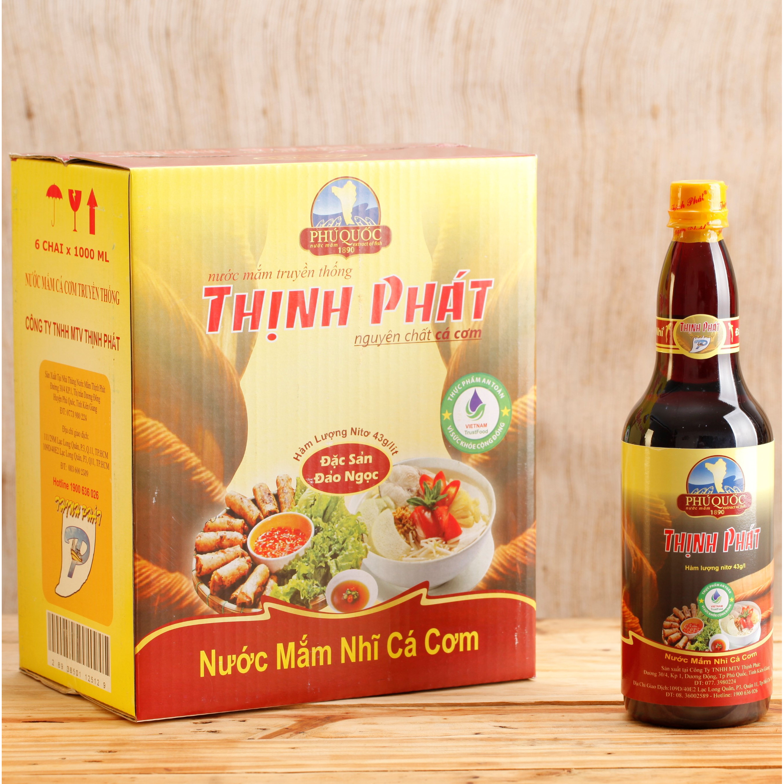 Combo 6 chai 1000ml nước mắm Thịnh Phát Phát Lộc 43 độ đạm