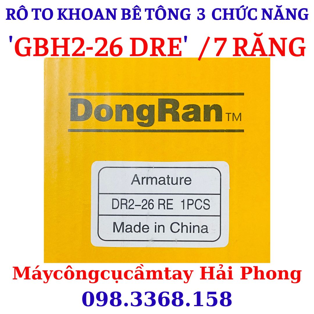 Rô to máy khoan Bê tông 3 chức năng 'Bo$ch' mod.'GBH 2-26 DRE' , 'DCA' mod."AZC05-26B' ...  Rotor 7 rănr dấu Huyền . Hiệu DONG RAN