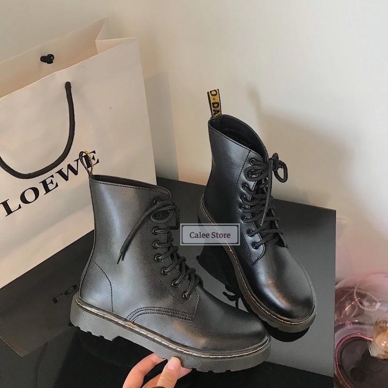 Boots dáng dr martens cao cổ (CÓ SẴN ĐỦ SIZE CLIP TỰ QUAY) giày da mềm êm chất đẹp, màu đen chuẩn form size, dễ phối đồ.