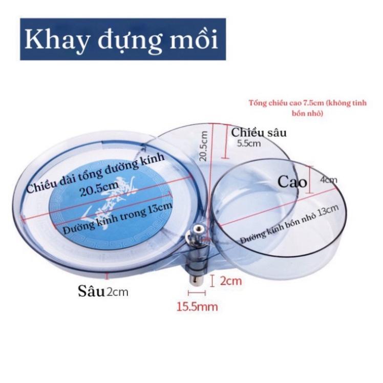 Xả hàng sale Khay trộn mồi , đựng mồi cao cấp Trong Suốt 3 tầng , cấu trúc 3 lớp siêu bền , xoay 360 độ thoải mái ( đồ