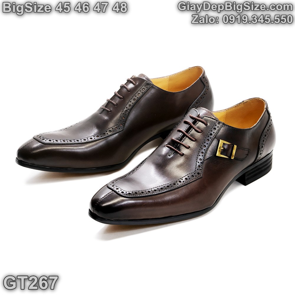 Giày da Oxford đóng thủ công, giày tây công sở cỡ lớn 45 46 47 48 cho nam chân to. Big size handmade shoes for wide feet