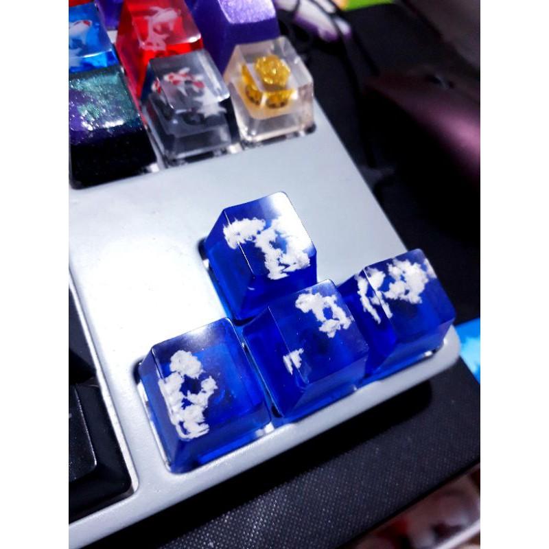 Keycap hiệu ứng mây trắng biển xanh trang trí bàn phím cơ.