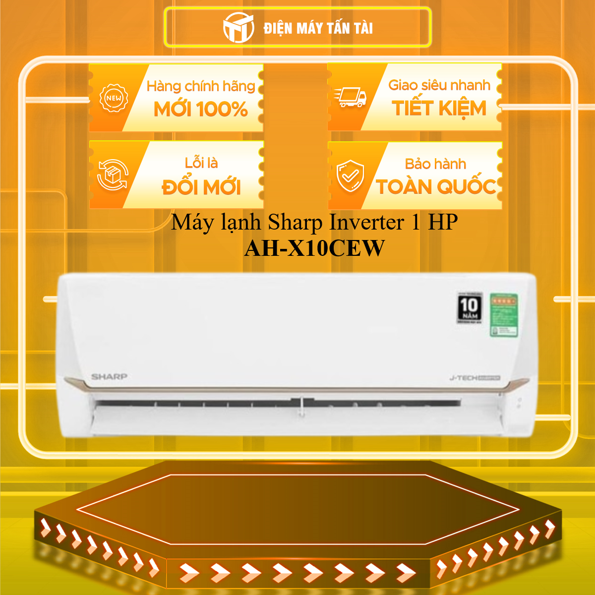 Máy lạnh Sharp Inverter 1 HP AH-X10CEW - HÀNG CHÍNH HÃNG - CHỈ GIAO HCM