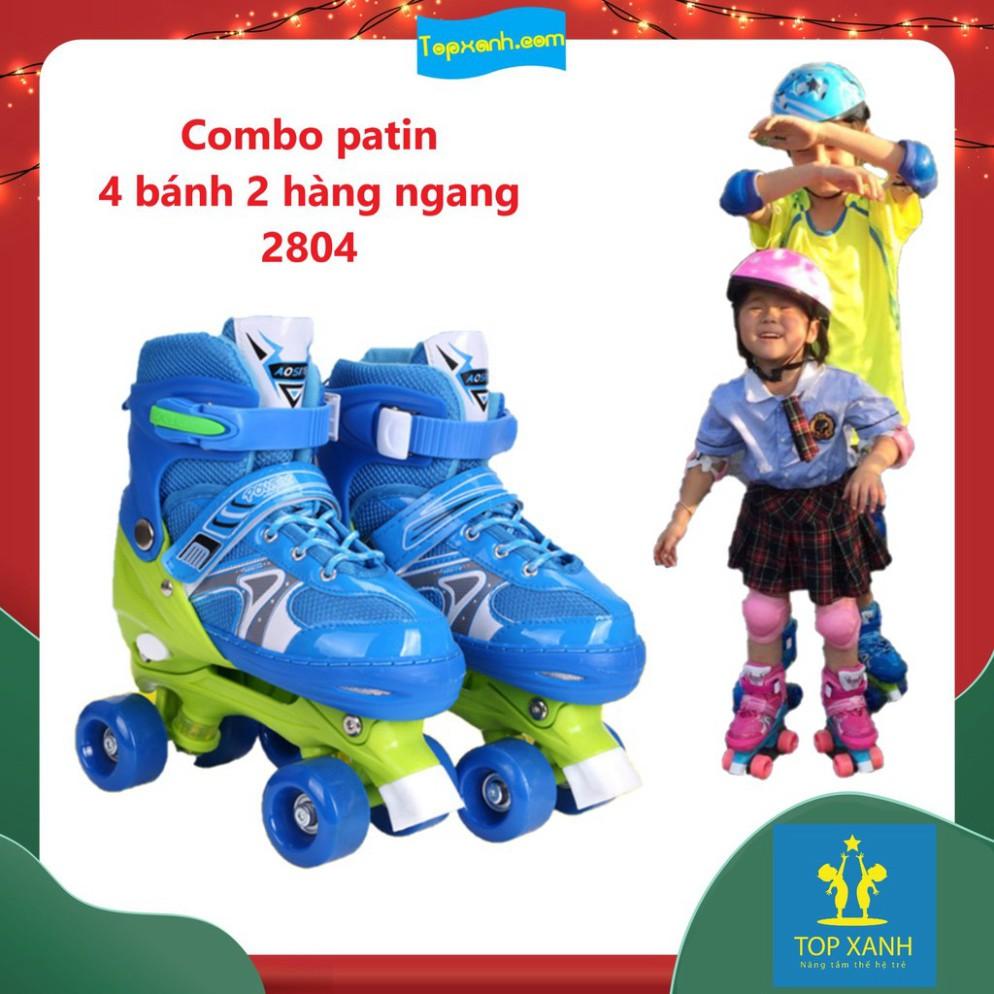Combo giày patin trẻ em loại 4 bánh 2 hàng đầy đủ phụ kiện bảo hộ chân tay và đầu - 2084