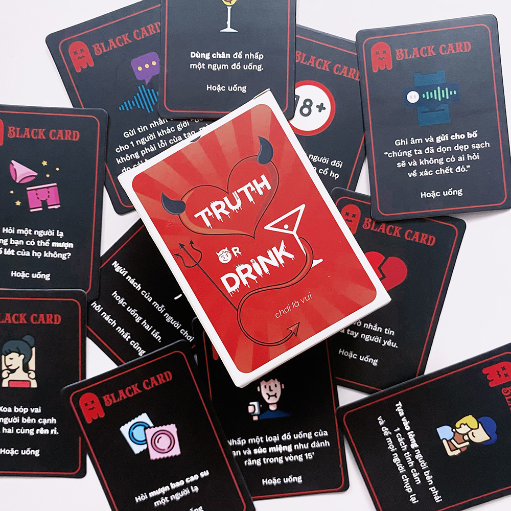 Bộ bài Drinking Game Truth Or Drink 45/92 Lá thách hay thật truth dare cho nhóm bạn bè liên hoan bựa và lầy lội