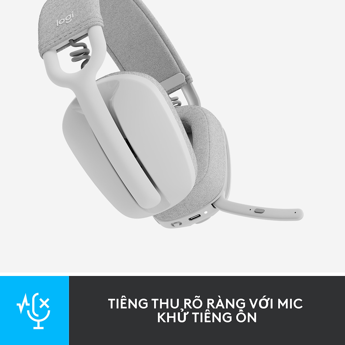 Tai nghe không dây Logitech Zone Vibe 100 nhẹ, với micrô khử tiếng ồn, Tai nghe Bluetooth Đa điểm Tiên tiến, Hoạt động với Teams, Google Meet, Zoom, Mac/PC -Hàng chính hãng