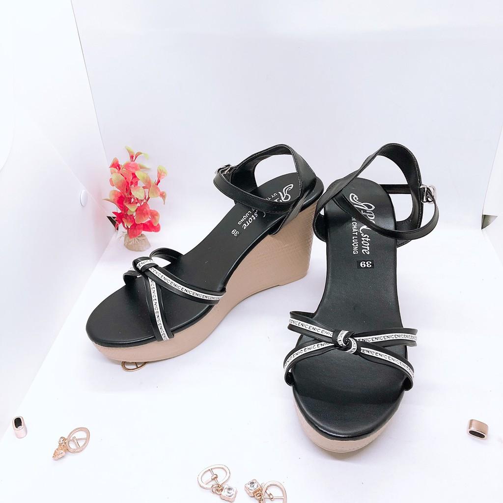  Giày sandal cao gót đế xuồng 9p quai mảnh chéo thắt viền chữ ( kèm ảnh thật)