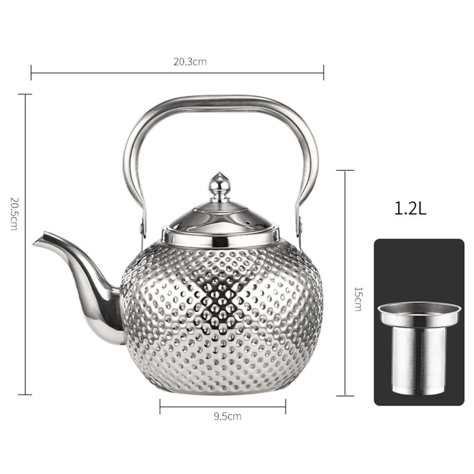 Stainless Steel Teapot Loose Leaf Tea Pot with Tea Filter for All Stovetop 1.2L