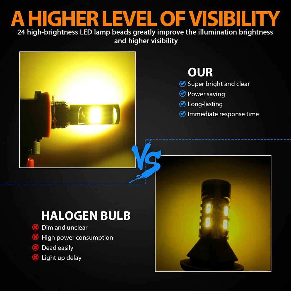 Hai Chiếc Đèn Sương Mù H8 H11 H16 Không Thấm Nước Dual Color Car Led Fog Lamp Bulbs - Trắng Và Vàng Hổ Phách