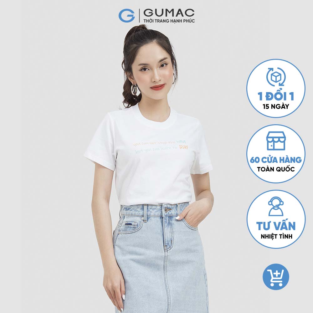 Áo thun nữ GUMAC ATC06018 cổ tròn in chữ