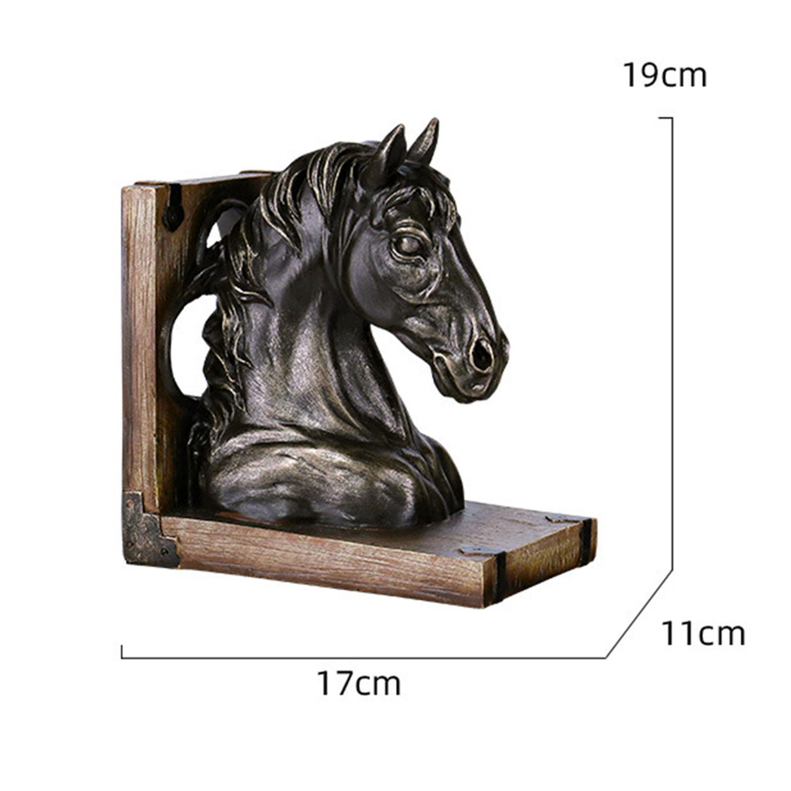 Horse Head Statue Resin Figurine Decorative Bookend Sculpture for Ornament