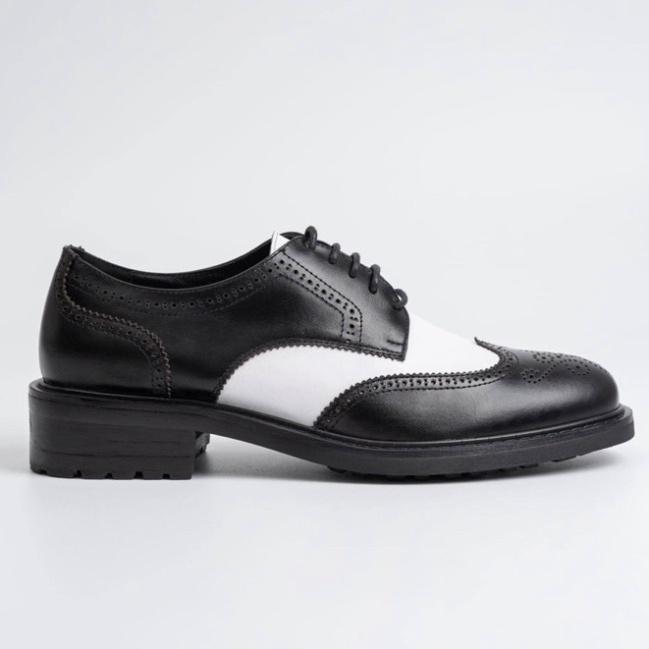 Giày Tây Nam DECEMBER Wingtip Derby Black White - DE01