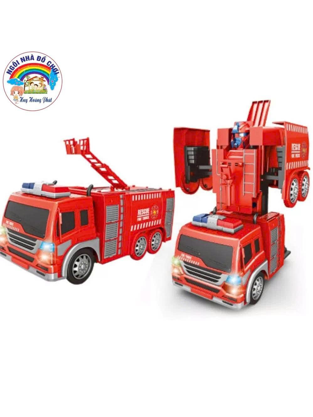 Đồ chơi Xe cứu hỏa biến hình Robot, có đèn và tiếng nhạc của xe cứu hỏa vui nhộn cho bé