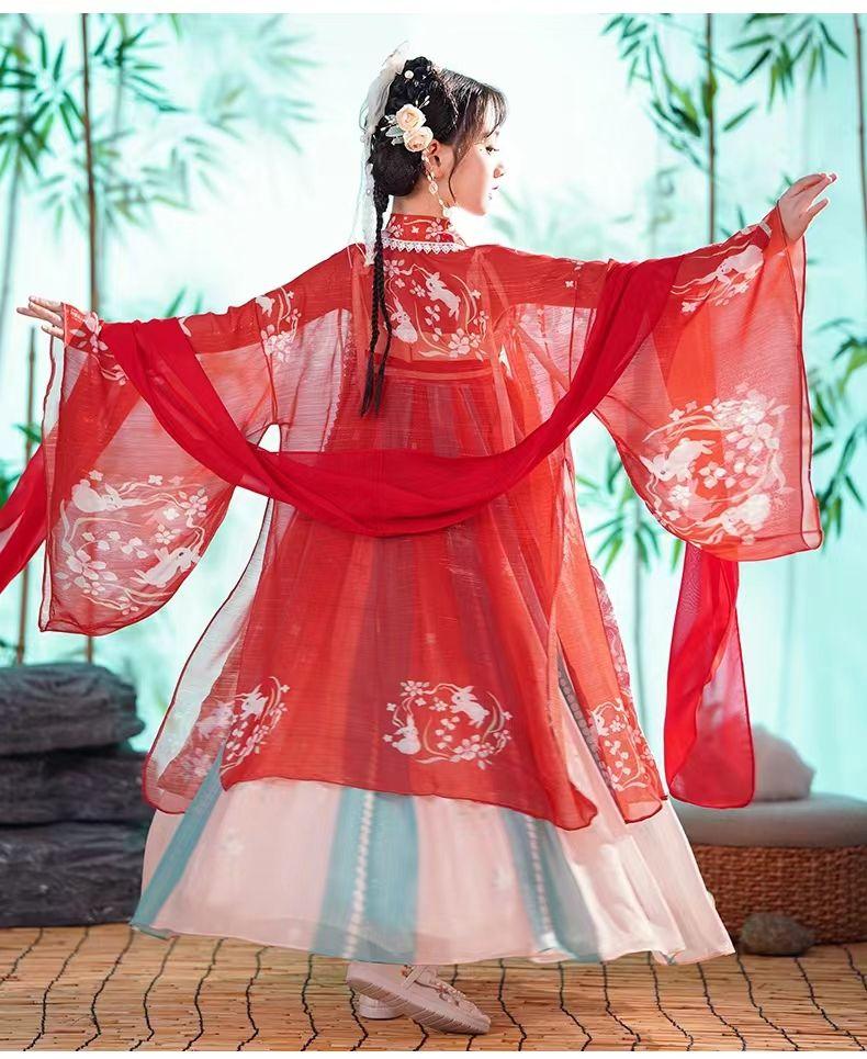 SHUANGYAN Cô gái Hán phục mùa xuân mùa hè Trung Quốc váy ngắn trẻ em Đường trang cô gái siêu tiên cổ trang phục mùa thu