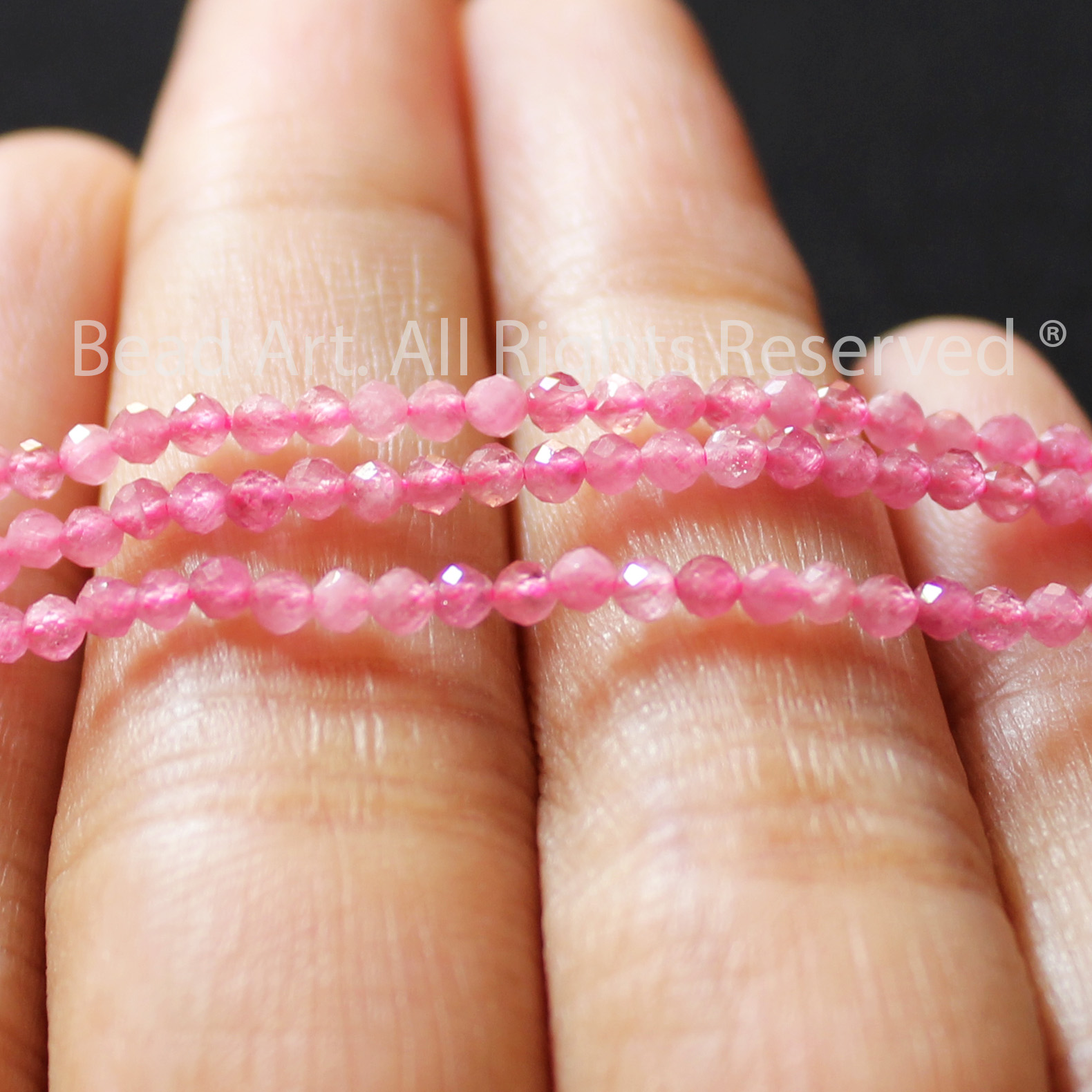 2MM Đá Tourmaline Hồng Giác Cắt Thiên Nhiên Size Mini , Mệnh Hoả, Thổ, Phối Vòng Tay Phong Thuỷ, Trang Sức, Chuỗi Hạt - Bead Art