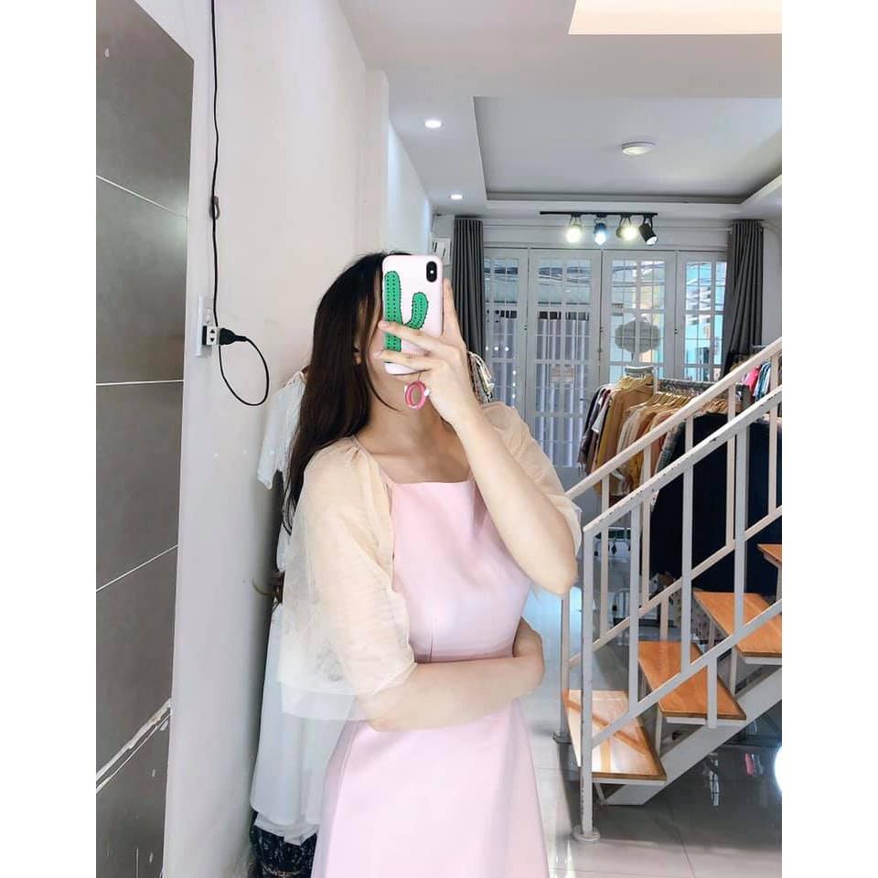 [] ĐẦM YẾM PHỐI TAY LƯỚI HỒNG