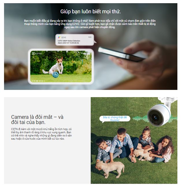 Camera wifi ngoài trời EZVIZ CS-C3TN A0-1H2WF 2.0 Megapixel, hồng ngoại 30m, có thu âm, chống nước - Hàng chính hãng Bảo hành 24 tháng