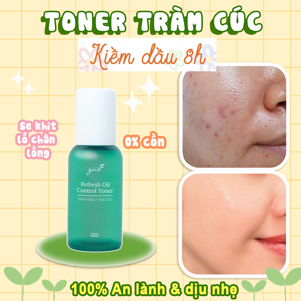 Bộ sữa rửa mặt than tre và toner tràm cúc GUO - ngừa mụn, sạch dịu nhẹ cho da nhạy cảm