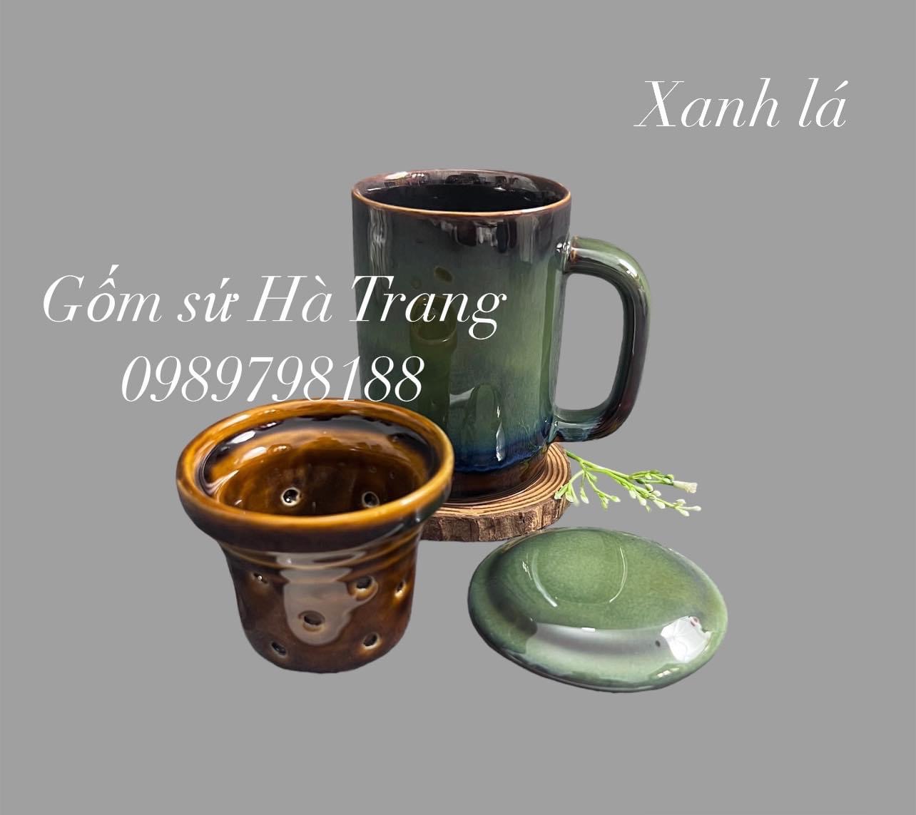 Cốc lọc trà gốm sứ Bát Tràng cao cấp men hoả biến dung tích 300ml