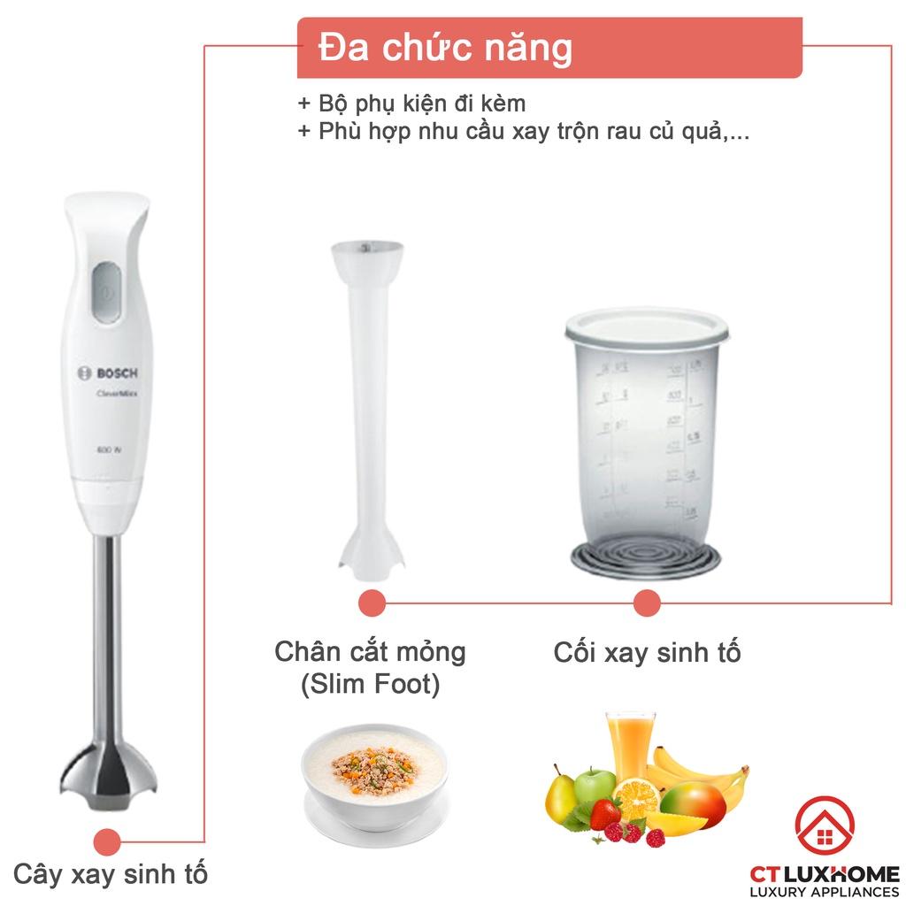 Máy xay thực phẩm cầm tay Bosch MSM26130 600W, 220V, 50/60Hz, Kèm chân cắt mỏng SlimFoot [Hàng chính hãng]