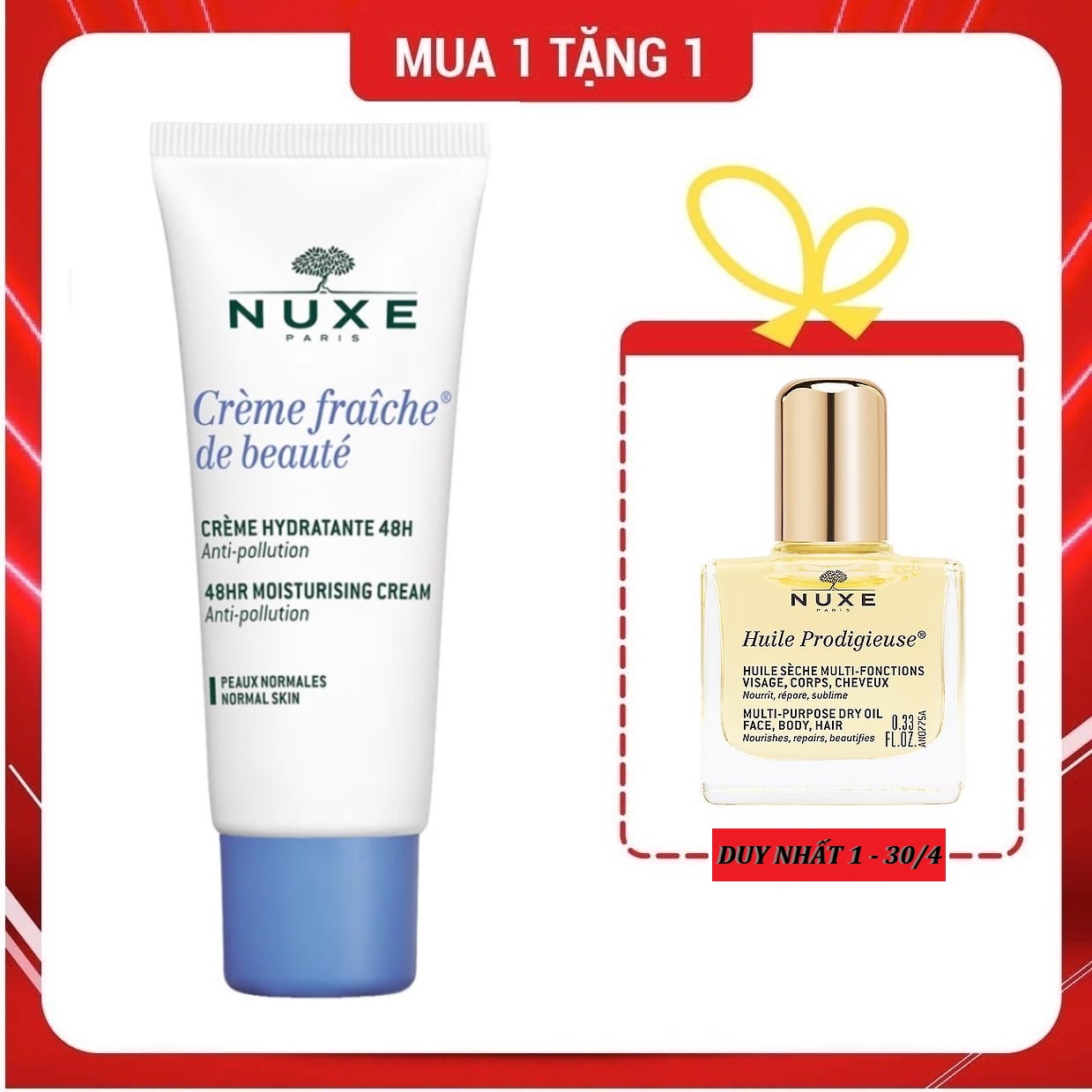 Kem dưỡng ẩm 48h Nuxe Crème fraîche® de beauté 30ml