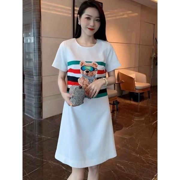HÀNG NHẬP - ĐẦM SUÔNG LỤA HT GẤU PHỐI SỌC MÀU