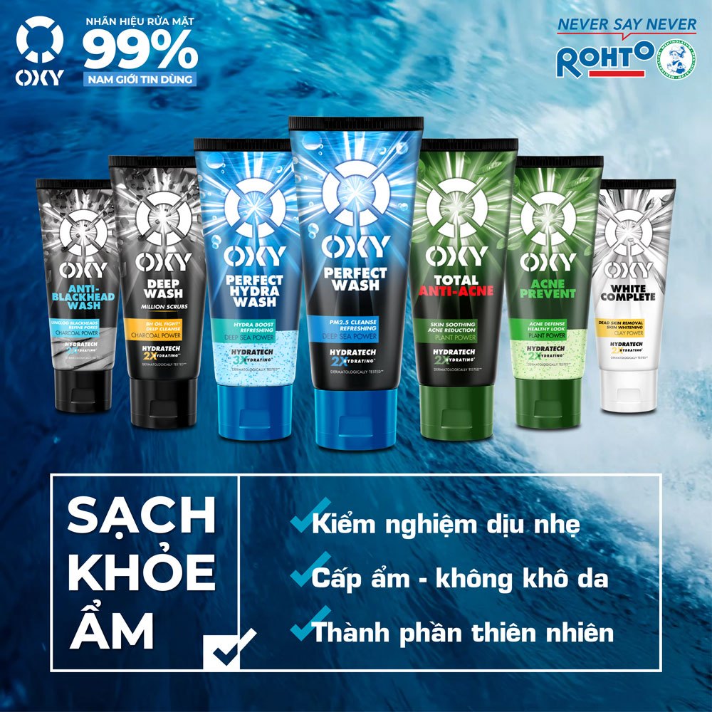 Sữa rửa mặt cho nam Oxy sạch sâu mát lạnh dạng kem Oxy Perfect Wash 100g