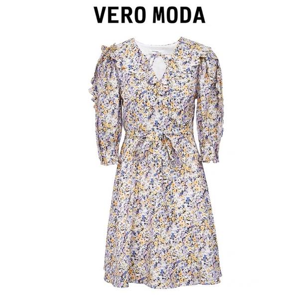 Đầm hoa nhí phối bèo VERO MODA hàng auth săn sale