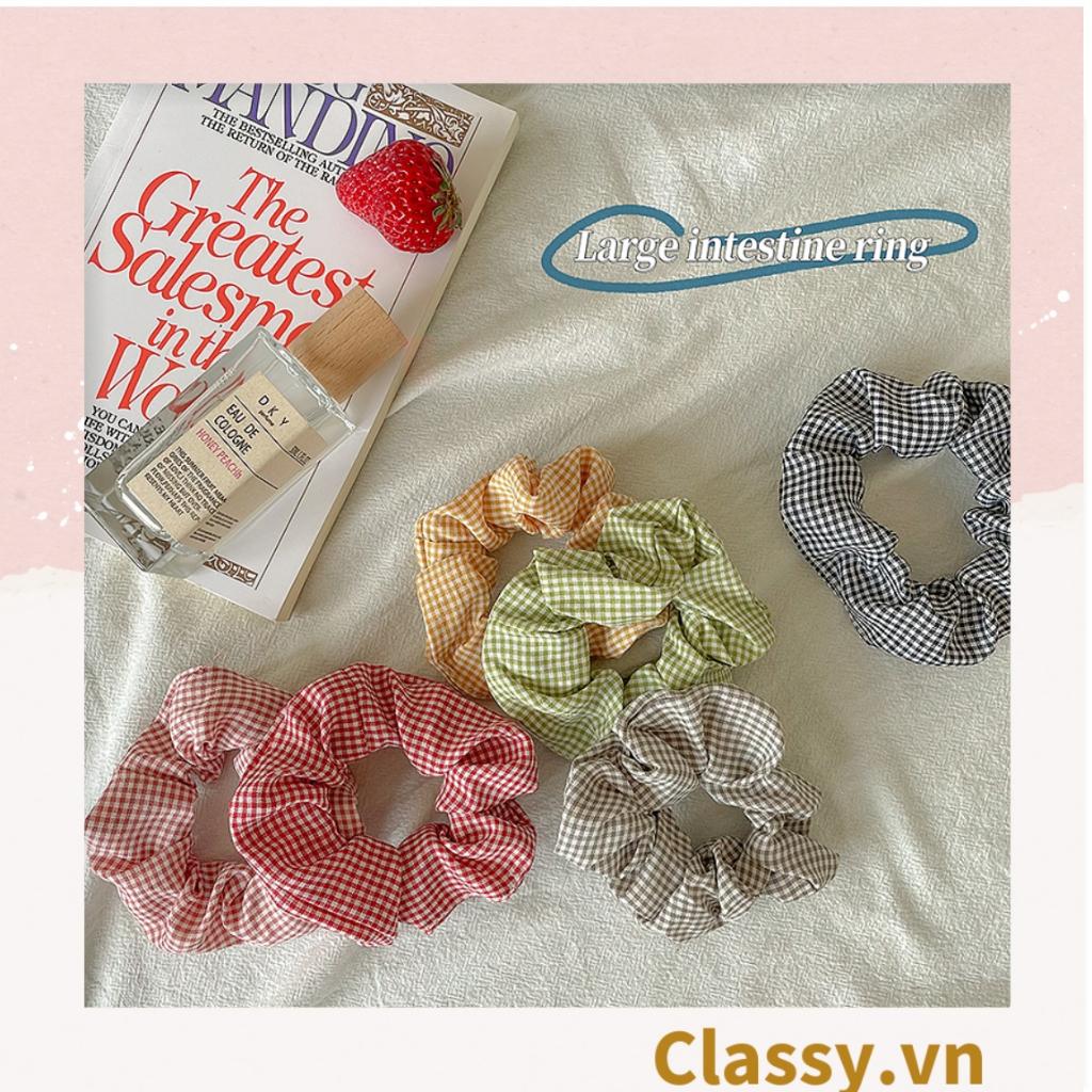 Scrunchies buộc tóc nhiều họa tiết; họa tiết tông kẻ sọc  nữ Classy tính thanh lịch PK735