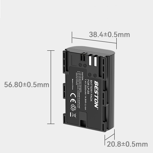 Hình ảnh Bộ Pin LP-E6 2000mAh + Sạc Beston Dùng Cho Máy Ảnh Canon EOS 60D 70D 80D 90D 6D 7D 5D Mark IV 5DSR - Hàng nhập khẩu