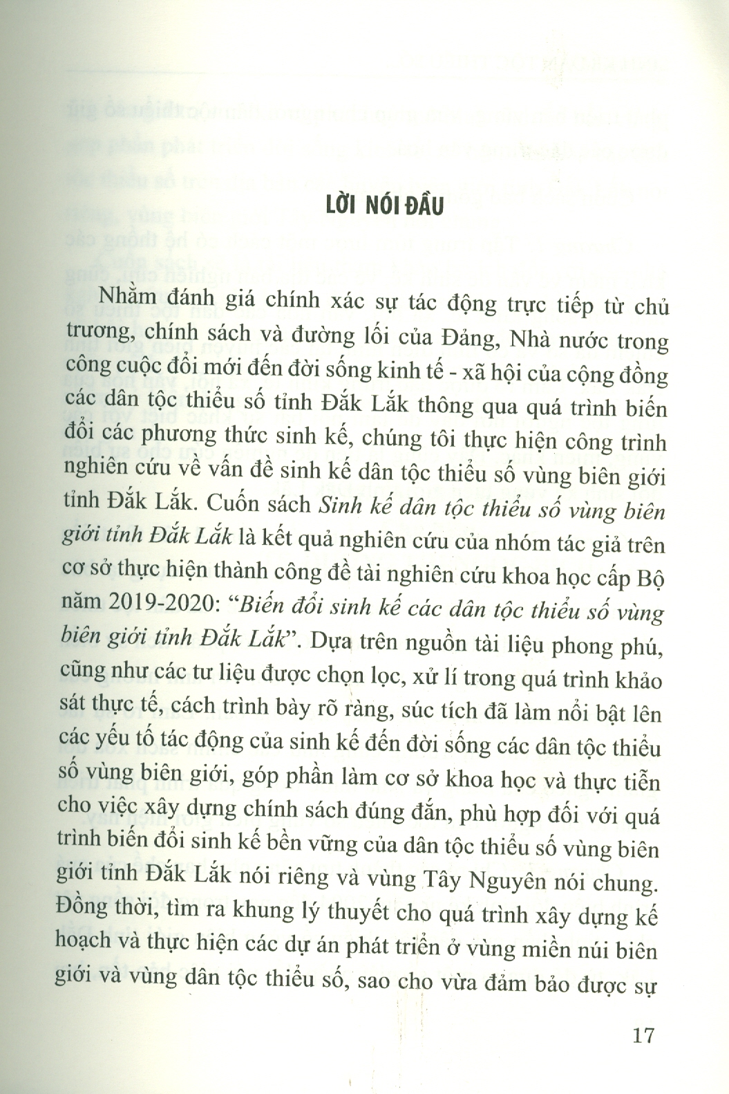 Sinh Kế Dân Tộc Thiểu Số Vùng Biên Giới Tỉnh Đắk Lắk (Sách chuyên khảo)