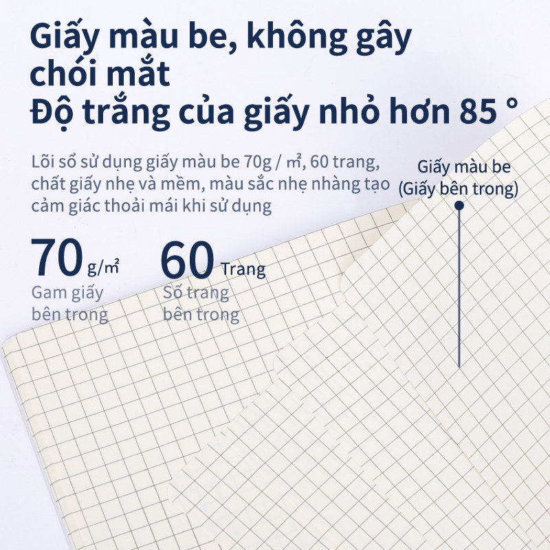 Sổ Tay Ghi Chép Bìa Nhựa Khổ A5 Deli 60 Trang - Giấy Kẻ Ngang/Kẻ Ô Vuông Caro - 1 Quyển - LPA560