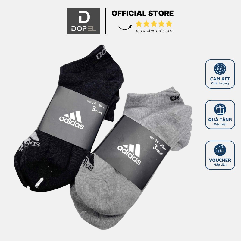 Vớ Adidas 3 Cổ Ngắn Nam Nữ Hàng Xuất Nhật Co Dãn