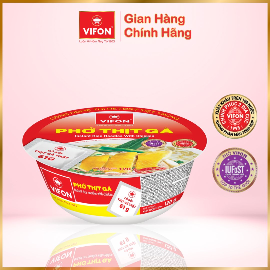 Thùng 12 Tô Phở Vifon Thịt Gà (120g / Tô)