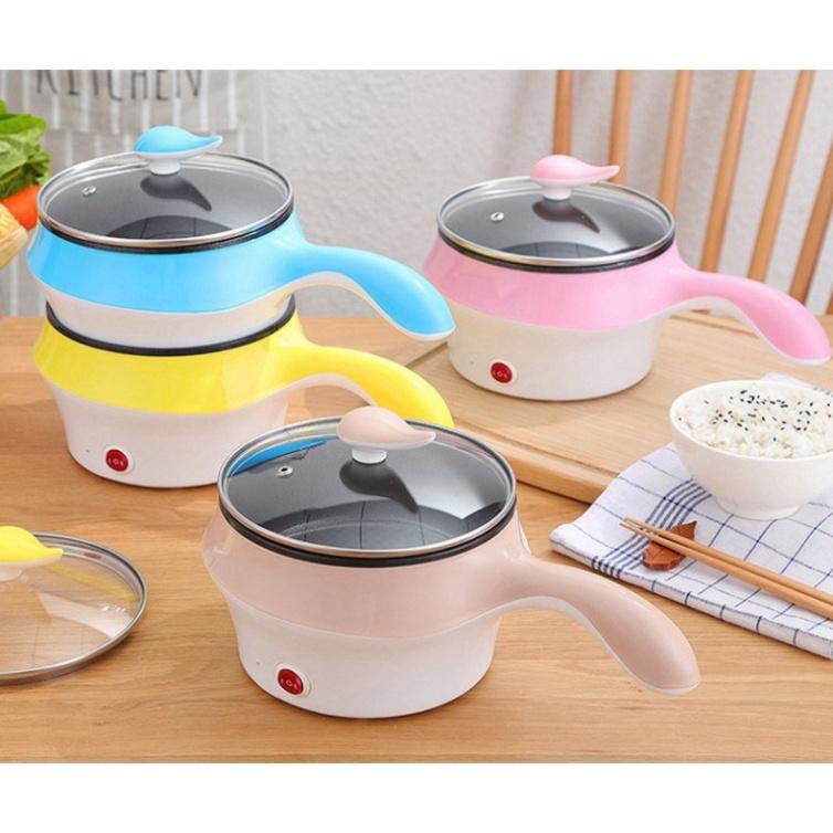 Nồi Lẩu Mini, Ca Nấu Mì 2 Tầng Mini Tặng Kèm Vỉ Hấp Đa Năng, Chiên, Hấp, Lẩu, Rán Tiện Dụng