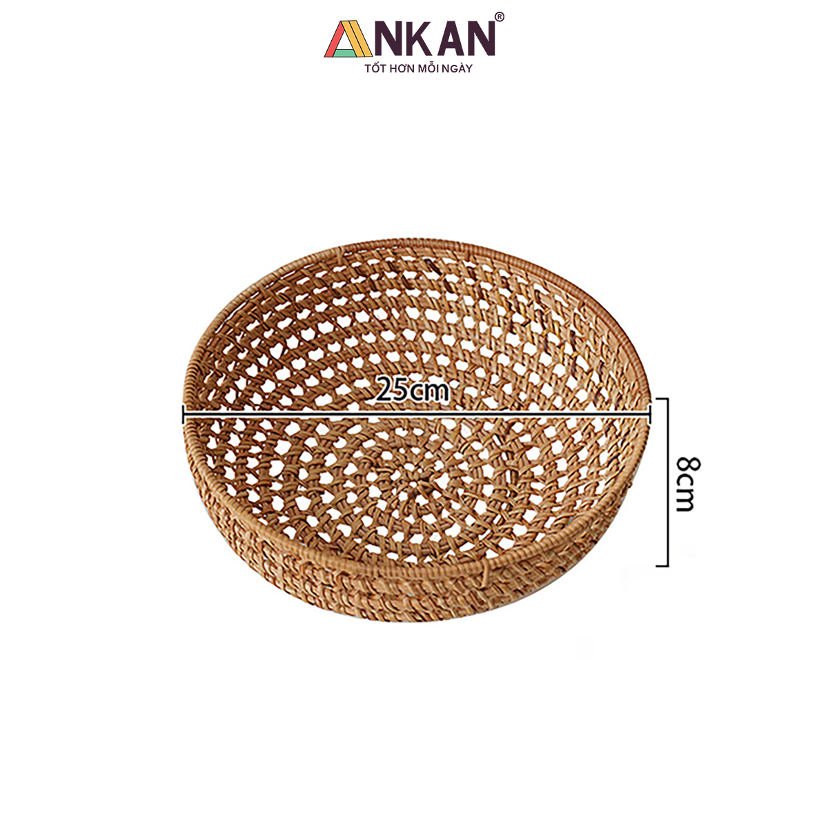 Khay Rổ Mây Tre Đan ANKAN – Đựng Trái Cây, Bánh Kẹo, Đồ Khô, Decor Nhà Ăn &amp; Phòng Khách – Thủ Công Việt Nam