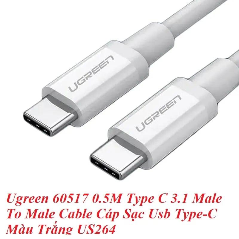 Ugreen UG60517US264TK 0.5M màu Trắng Cáp Data Type C 2.0 đầu nhôm - HÀNG CHÍNH HÃNG