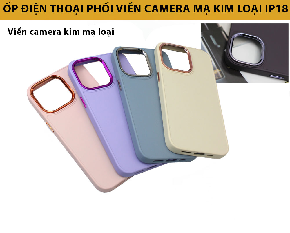 Ốp Điện Thoại màu trang nhã phối viền camera mạ kim loại P18 KOLEAD Cho iPh 14 Pro Max plus 13 12 11 Pro Max - Hàng chính hãng