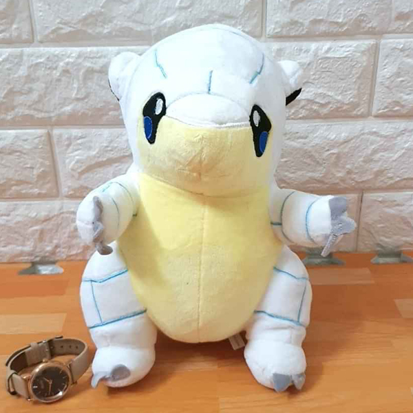 Gấu Bông Pokemon - Chuột Chũi Sandshrew Trắng (25 Cm) Gb201 (Tặng 1 Móc Khóa Dây Da Pu Đính Đá Lấp Lánh)