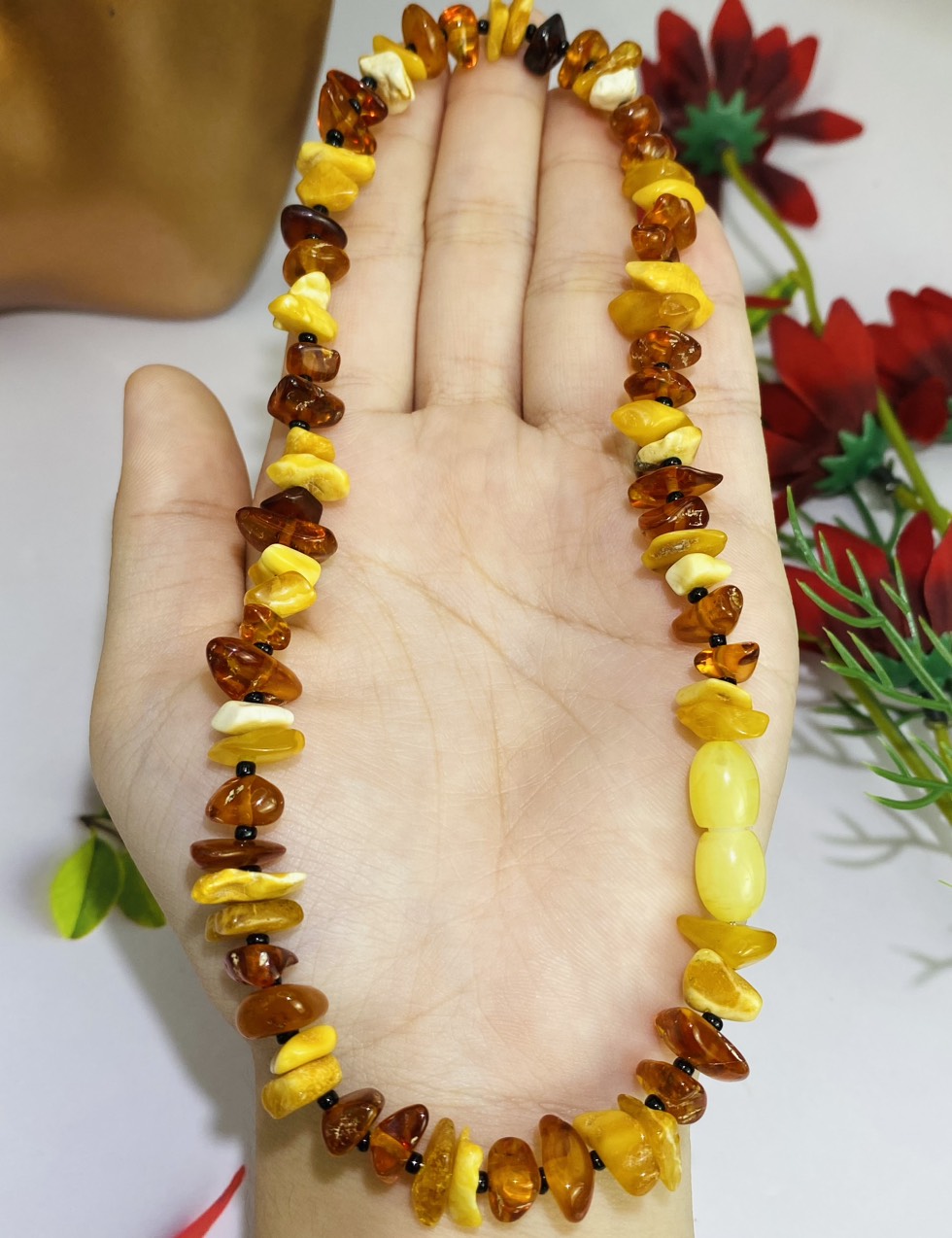 Chocker Hổ phách Mật lạp và Hoàng gia dạng thô