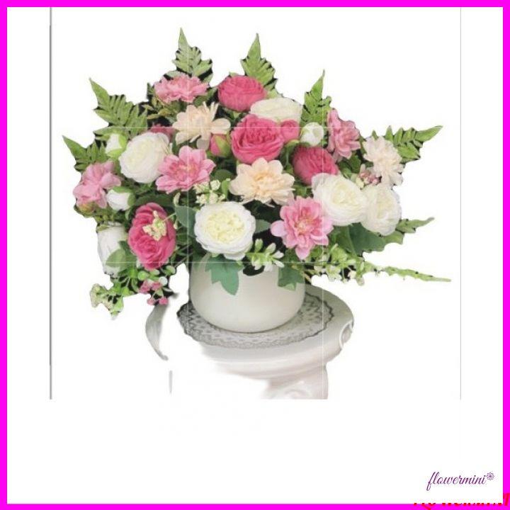Hoa giả decor, bình hoa bồ công anh mix trang trí phòng khách, nhà hàng, văn phòng đẹp Flowermini LH-06
