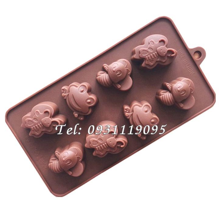 Khuôn silicon 8 con ong, ếch – Mã số 1324