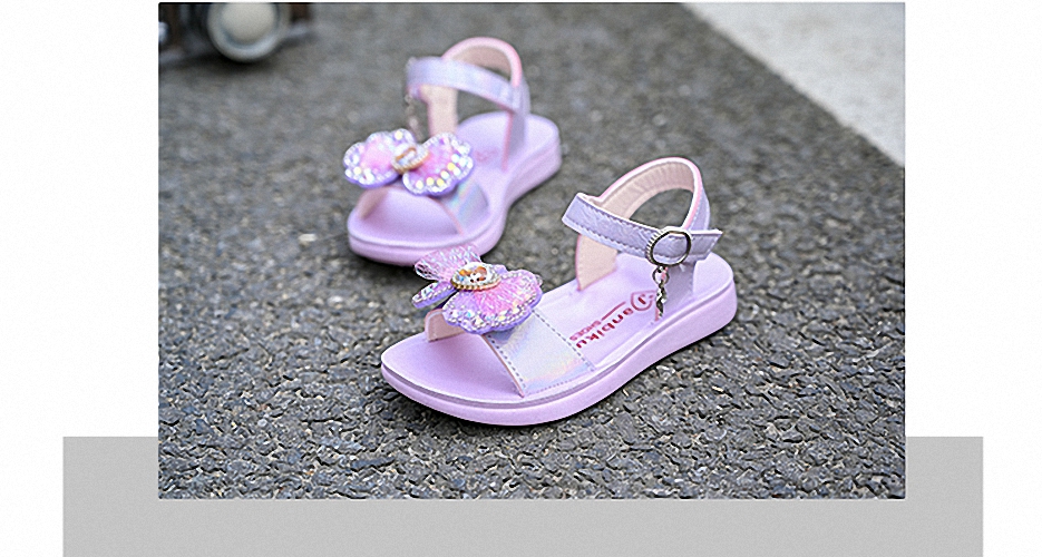 Sandal đính nơ hình công chúa cho bé gái - Xăng đan đi học cho bé gái TTV60