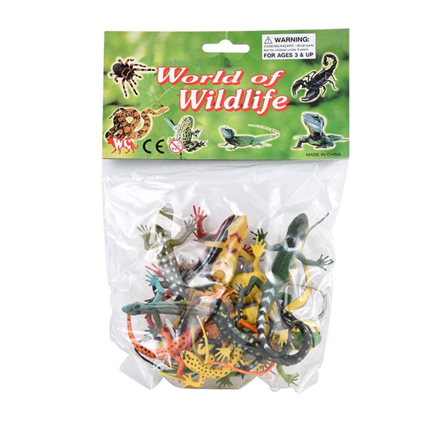 Bộ đồ chơi 12 thằn lằn, tắc kè Safari Animal World 14 cm mẫu 2 cho bé nhập vai, chọc ghẹo