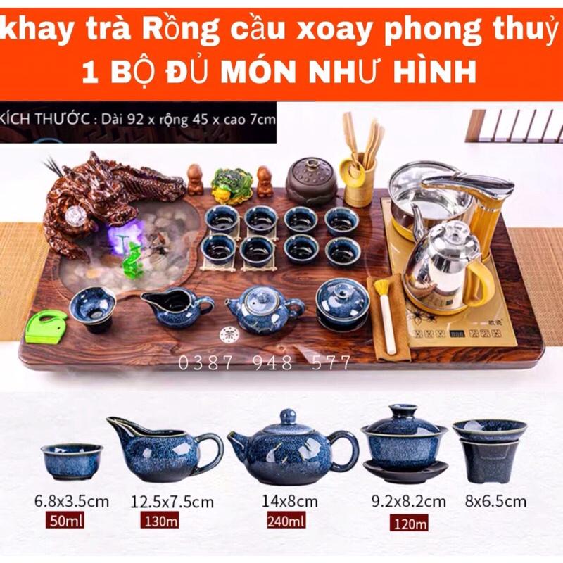 Bàn trà điện thông minh đa năng cao cấp  cảm ứng tự động Khung gỗ 92cm,bàn trà đạo rồng phun nước phong thuỷ 011