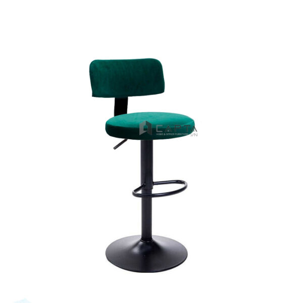 Ghế quầy bar có lưng tựa nhung chân tăng giảm màu đen CB2268B-F Nội thất Capta