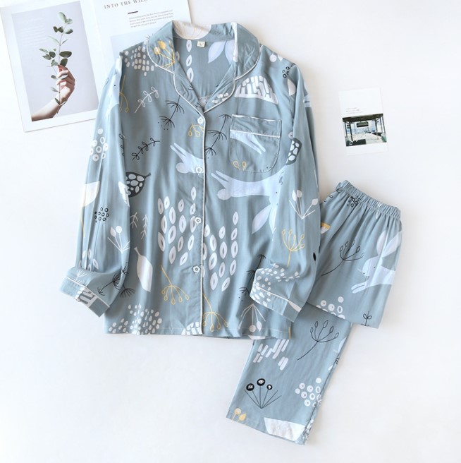 Hình ảnh Đồ Bộ Nữ Dài Tay, Pijama Mặc Nhà Cho Nữ Bigsize Azuno BN2111 Chất Liệu Cotton Lụa Có Thể Mặc Mùa Hè