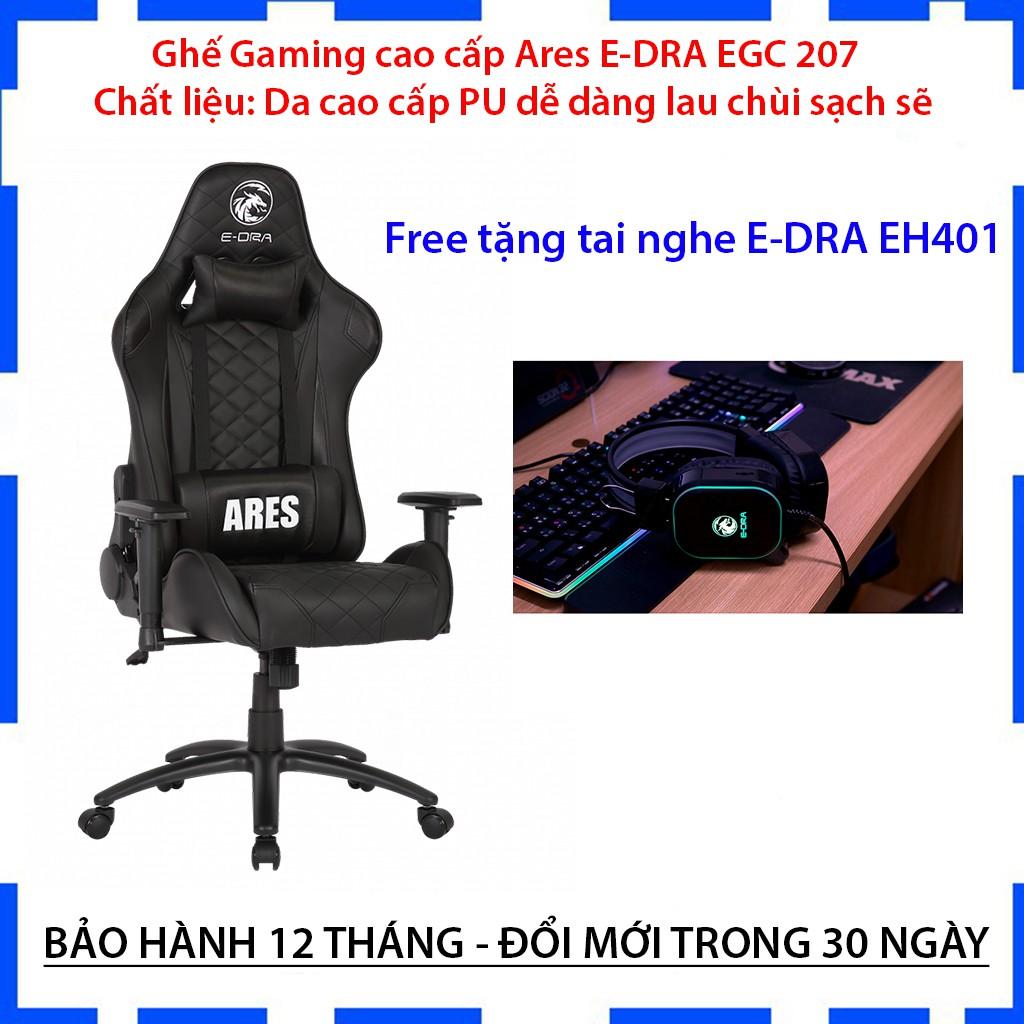 Ghế Gaming Ares E-DRA EGC 207 - Ghế Gaming cao cấp - Màu Đen, trắng, đỏ - Chất liệu: Da PU dễ dàng - Hàng chính hãng