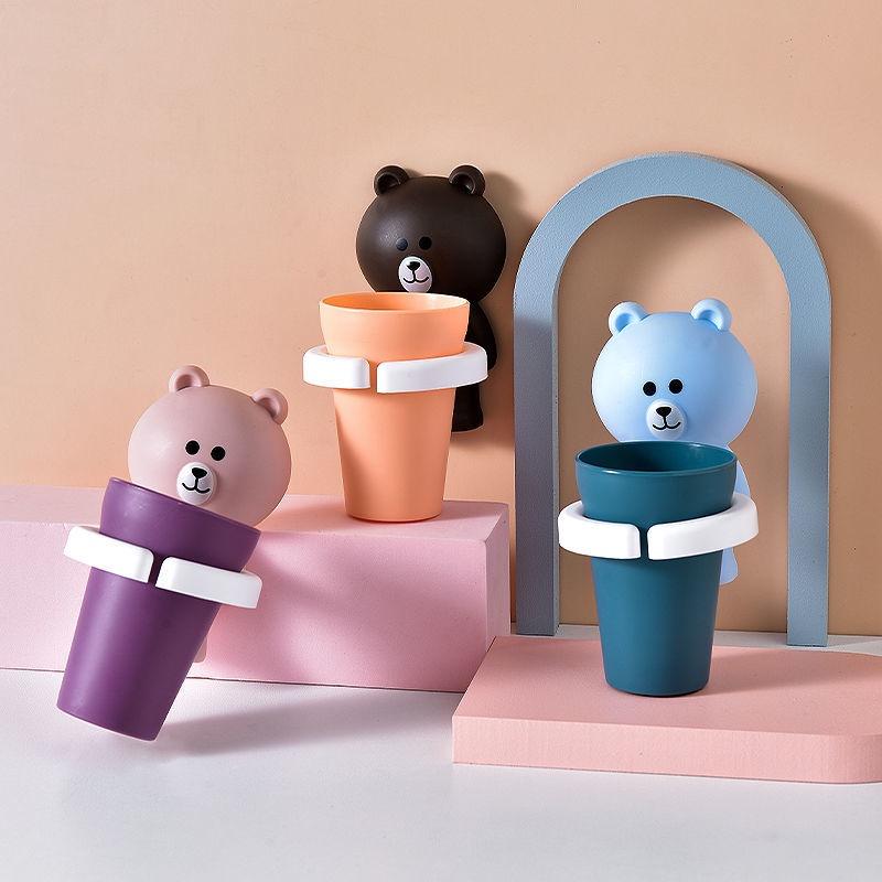PVN40610 Cốc gấu trẻ em, đựng bàn chải đánh răng, hoạt hình dễ thương