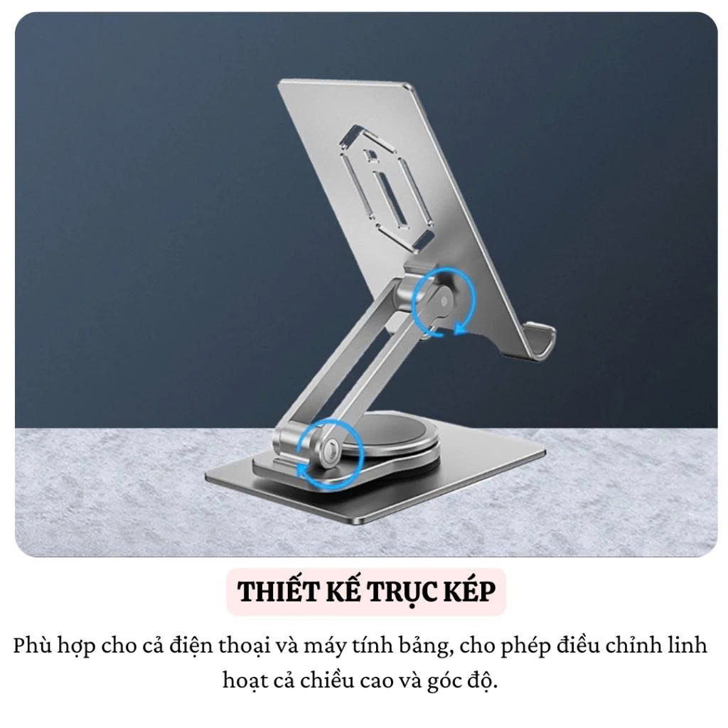 Giá đỡ hợp kim nhôm xoay 360 độ, gấp gọn điều chỉnh linh hoạt ZM107 dành cho Điện Thoại / iPad / Tab. Hàng Nhập Khẩu
